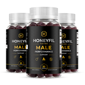 HoneyFil once-daily men's vitality gummy bottle